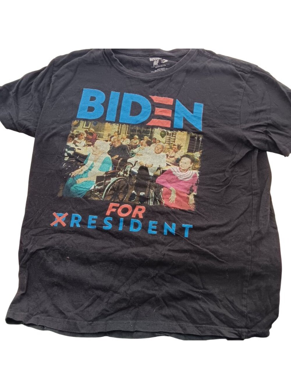 Large Biden For President Graphic T-Shirt Black American AF 100% Cotton Made USA